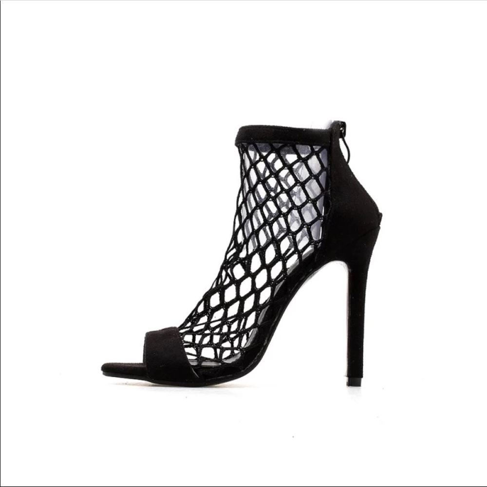 1 Left! Sexy Hollow Out Black Peep Toe Bootie - Picture 7 of 7